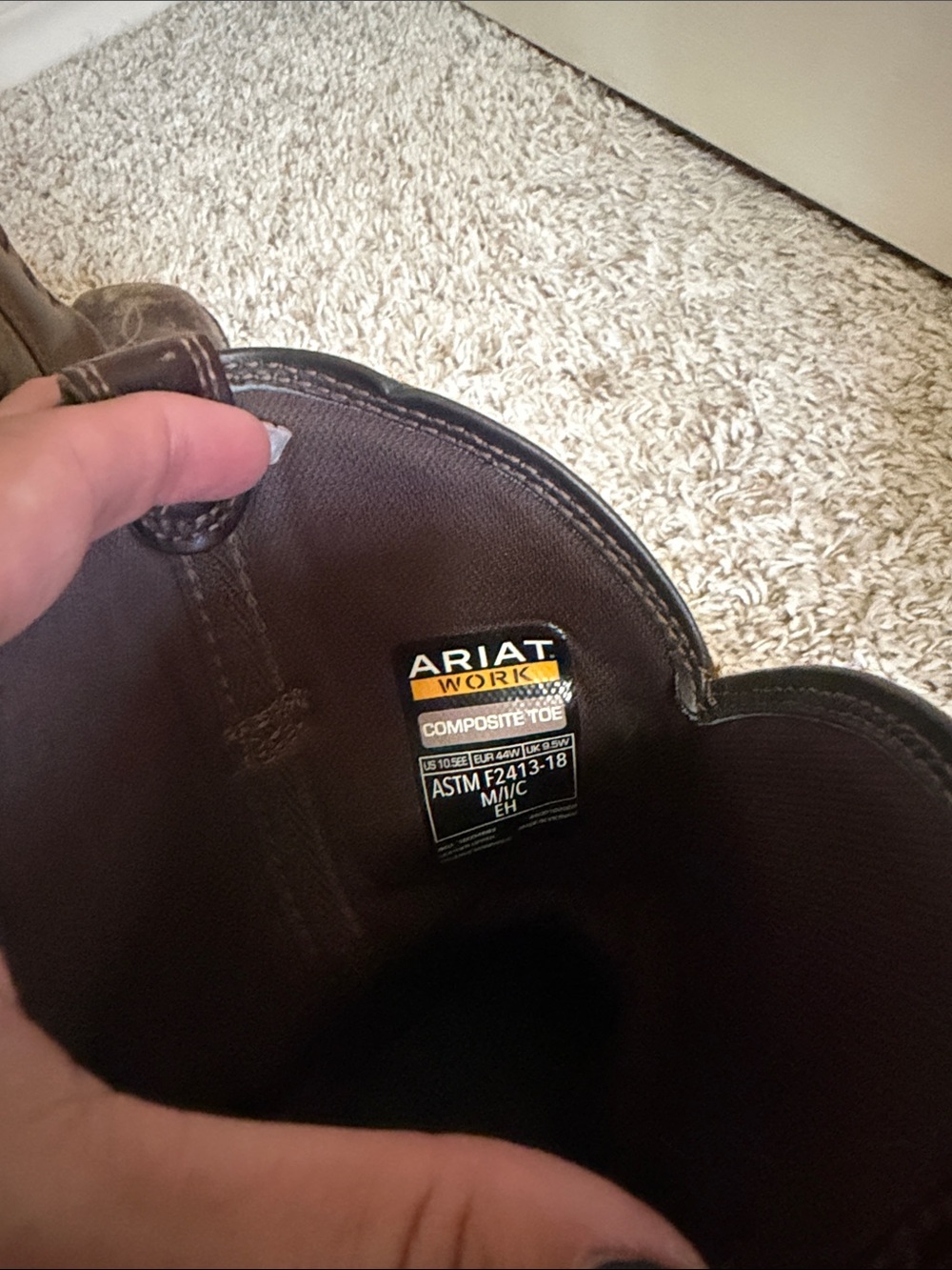 Ariat composite toe Leather pull on Cowboy Work Boots - Picture 3 of 5